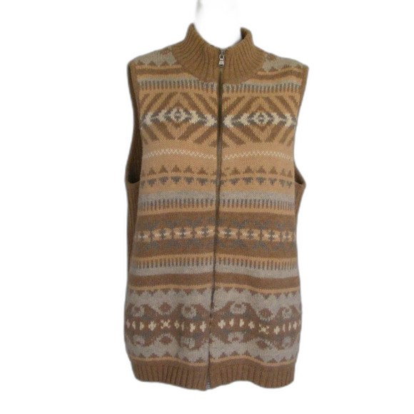LAUREN RALPH LAUREN Sweater Vest, 1X, Patterned Front, Ribbed Back, Zipper - Picture 8 of 10
